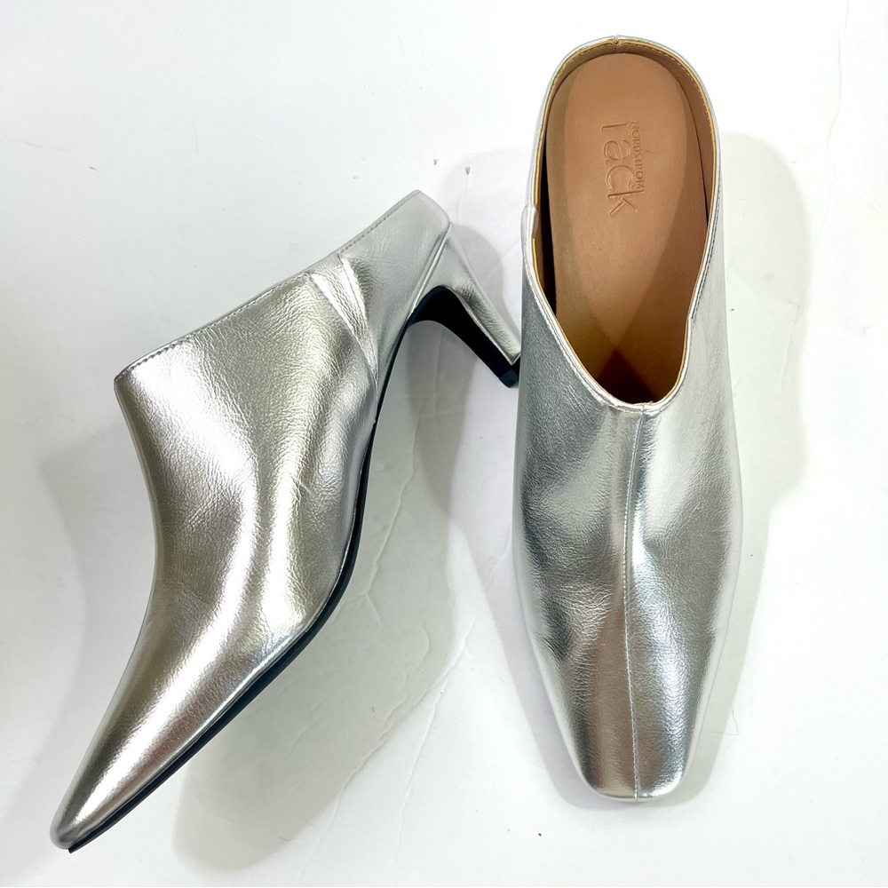 Nordstrom Rack Silver Kitten Heeled Mules
